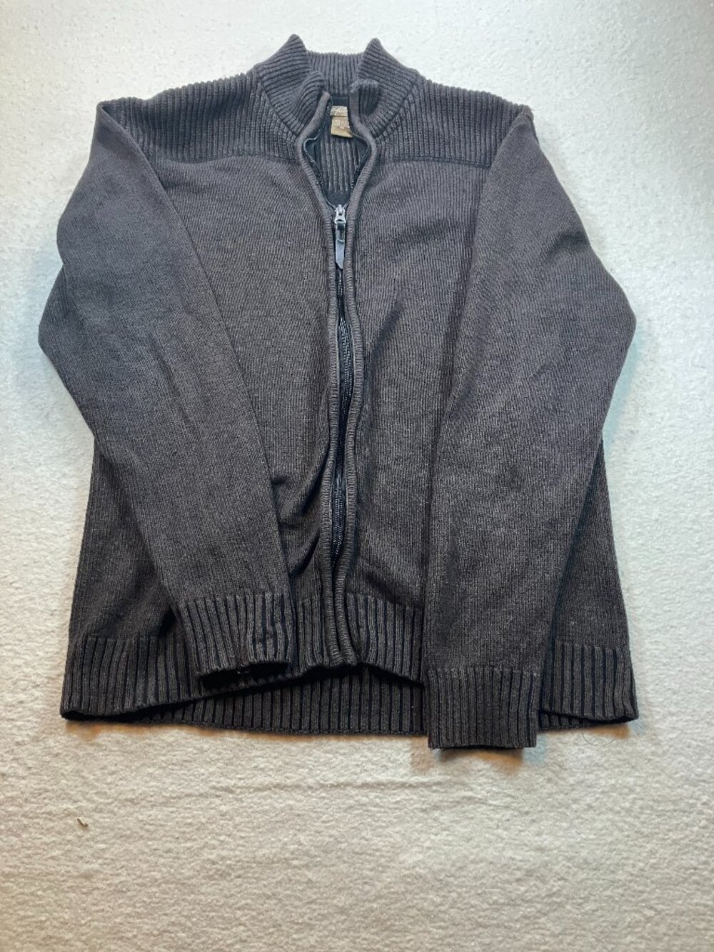 Method Full Zip Ribbed Knit Chocolate Sweater Men's‎ M